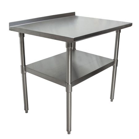 BK RESOURCES Work Table Stainless Steel With Undershelf, 1.5" Rear Riser 30"Wx24"D VTTR-3024